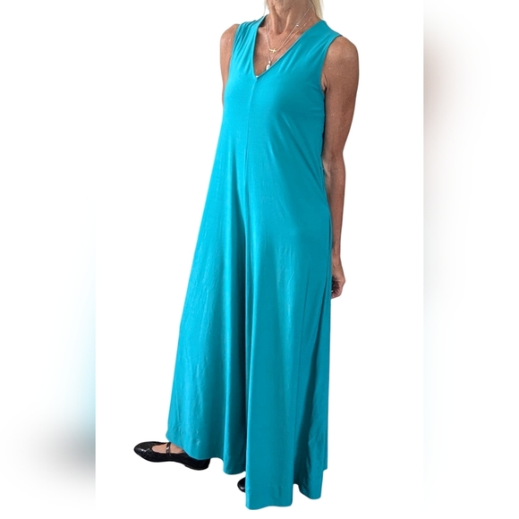 Coldesina Teal Wide Leg Sleeveless Jumpsuit XS/S V Neck Lounge Resort - Picture 2 of 7